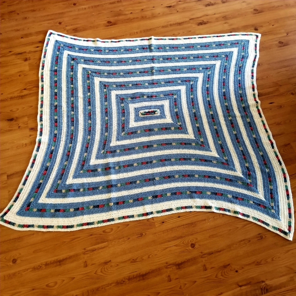 Hand Knitted Afghan Throw Blanket